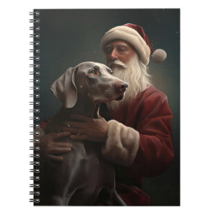 Weimaraner With Santa Claus Festive Christmas Notebook
