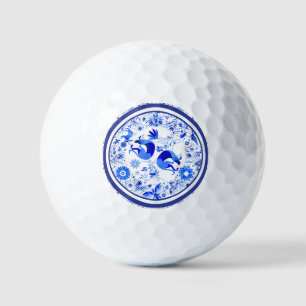 Weimaraners, Rabbits and Birds Otomi Blue & White Golf Balls