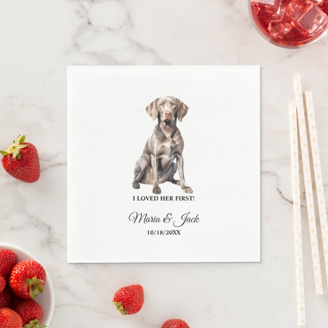 Weimarer Dog Wedding Napkins with Photo (Insitu)