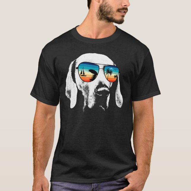 Weimeraner Labrador With Glasses Sunglasses Retro T-Shirt (Front)