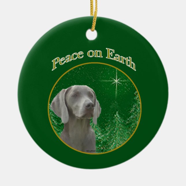 Weimeraner Peace on Earth Keychain Ceramic Tree Decoration (Front)