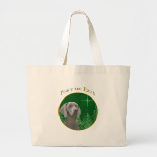 Weimeraner Peace on Earth Large Tote Bag