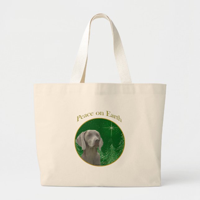 Weimeraner Peace on Earth Large Tote Bag (Front)