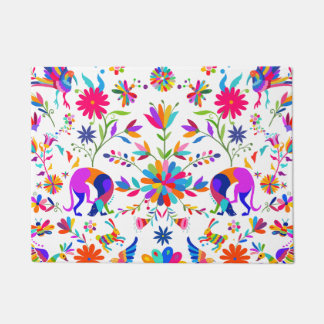 Weims, Rabbits, & Birds Otomi styled pattern Doormat