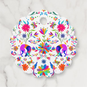Weims, Rabbits, & Birds Otomi styled pattern  Favour Tags