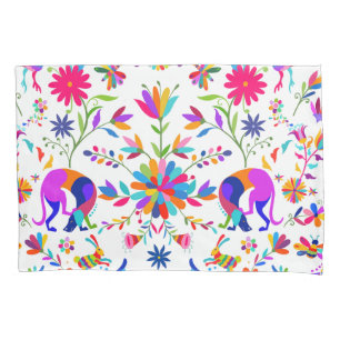 Weims, Rabbits, & Birds Otomi styled pattern  Pillowcase