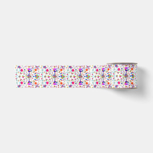 Weims, Rabbits, & Birds Otomi styled pattern  Satin Ribbon