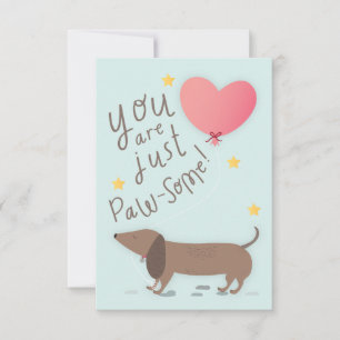 Weiner Dog & Balloon Valentine's Day Card