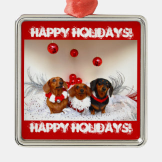 Weiner Dog Happy Holidays! Metal Tree Decoration