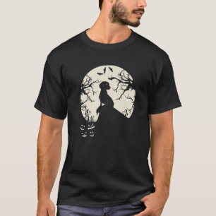 Weiner Dog In The Moon Dachshund Halloween Pumpkin T-Shirt