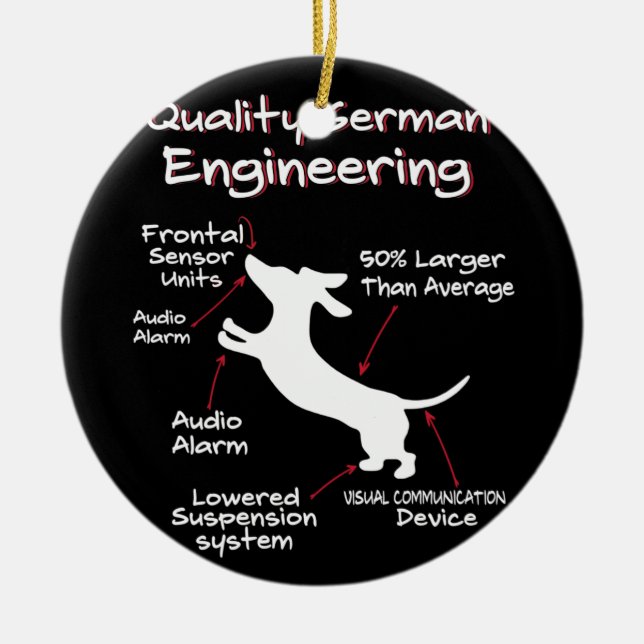 Weiner Dog Joke Sarcastic German Daschund Quality Ceramic Tree Decoration (Front)