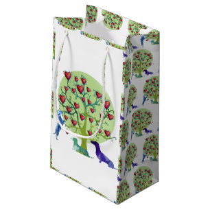 Weiner Dog Love Tree , Hearts  Small Gift Bag