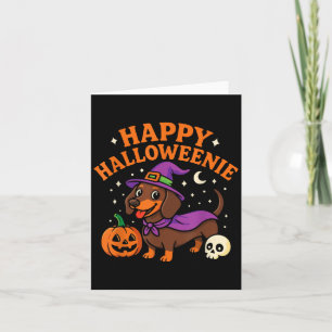 Weiner Dog Witch Happy Halloweenie Cute Halloween Card