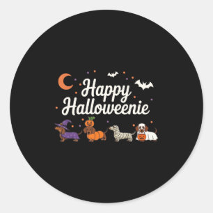 Weiner Dog Witch Happy Halloweenie Cute Halloween Classic Round Sticker