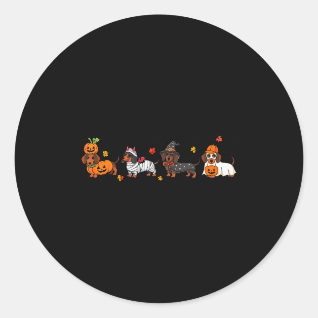 Weiner Dog Witch Happy Halloweenie Cute Halloween  Classic Round Sticker (Front)