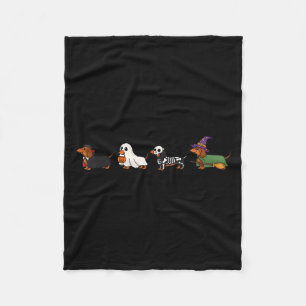 Weiner Dog Witch Happy Halloweenie Cute Halloween  Fleece Blanket