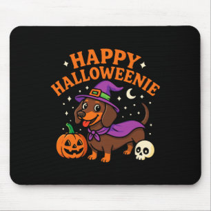 Weiner Dog Witch Happy Halloweenie Cute Halloween Mouse Mat
