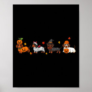 Weiner Dog Witch Happy Halloweenie Cute Halloween Poster