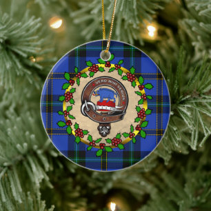 Weir Clan Badge & Tartan Personalised Christmas Ceramic Tree Decoration