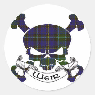 Weir Tartan Skull Classic Round Sticker
