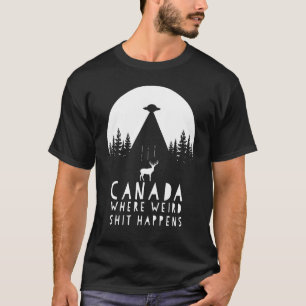 Weird Alien Canada Elk Abduction By Flying Saucer T-Shirt