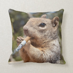 Weird and Funny Cigarette Smoker Squirrel Pillow