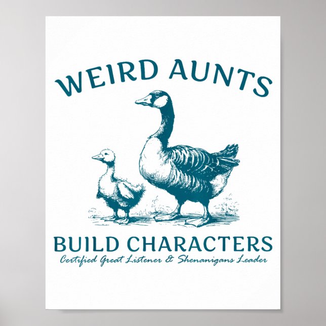 Weird Aunt Builds Character Funny Silly Goose Aunt Poster (Front)