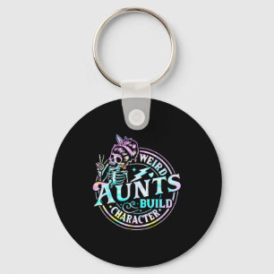 Weird aunts build character tie dye skull woman key ring