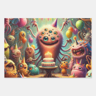 Weird Birthday Party Wrapping Paper Sheet