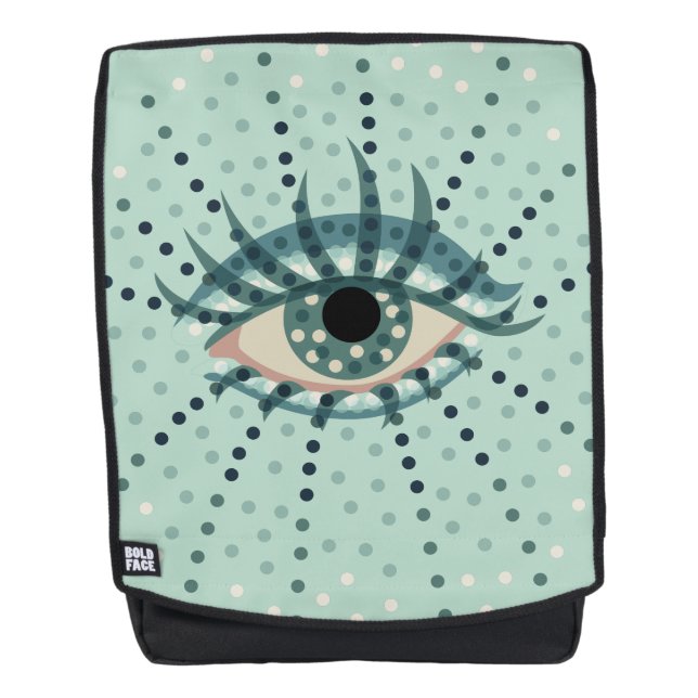 Weird Blue Eye With Dots Abstract Psychedelic Art Backpack (Front)
