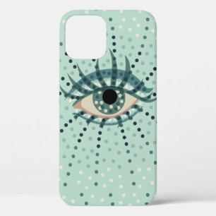 Weird Blue Eye With Dots Abstract Psychedelic Art iPhone 12 Case