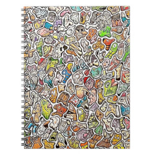 Weird Cartoon Faces Color Pencil Greeting Card Notebook