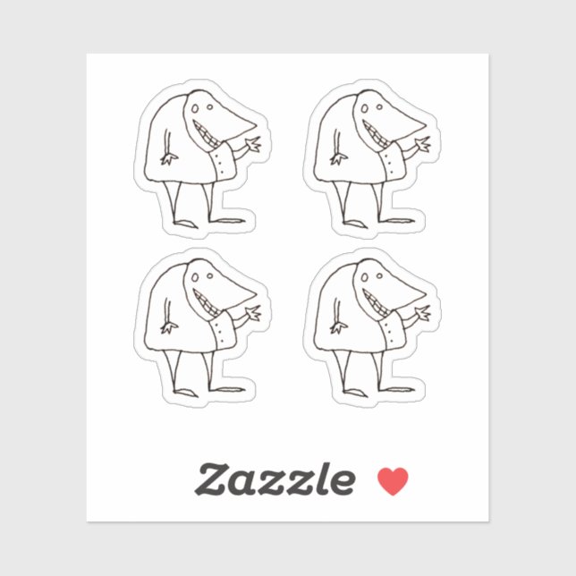 Weird Cartoon Waving Guy Custom-Cut Vinyl Stickers (Sheet)