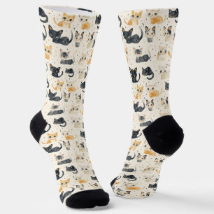 Weird Cats Pattern Socks