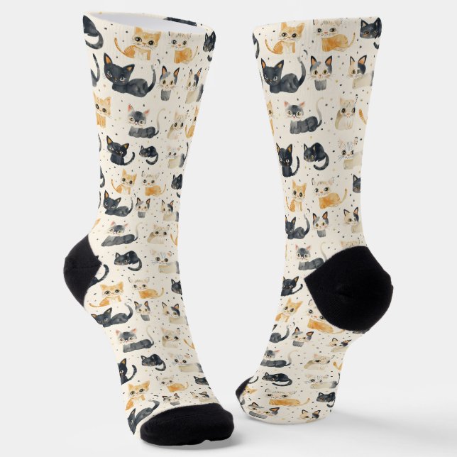 Weird Cats Pattern Socks (Angled)