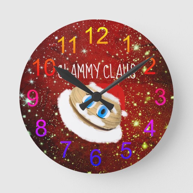 Weird Christmas Clammy Claus Wall Clock (Front)