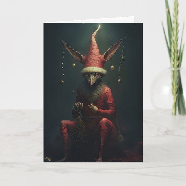 Weird Christmas Elf Holiday Card (Front)