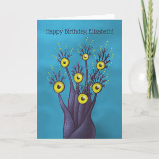 Weird Cool Tree Monster Name Birthday Card