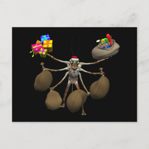 Weird Creeper Santa Claus With Full Hands Holiday Postcard