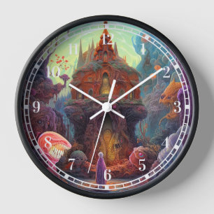 Weird Creepy House Surreal Art Clock