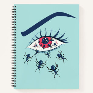 Weird Creepy Red Eye Art With Crawling Ants Notebook