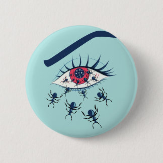 Weird Creepy Red Eye With Crawling Ants Horror 6 Cm Round Badge