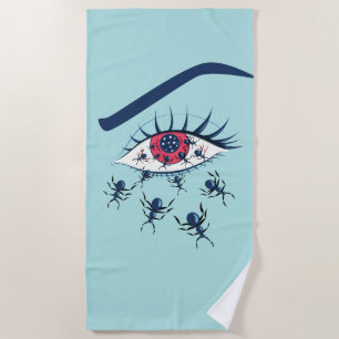 Weird Creepy Red Eye With Crawling Ants Horror Beach Towel
