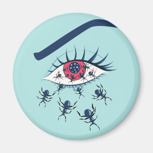 Weird Creepy Red Eye With Crawling Ants Magnet