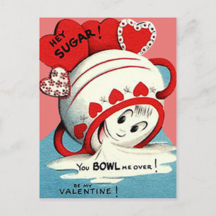 Weird Cute Funny Sugar Bowl Heart Valentine Holiday Postcard