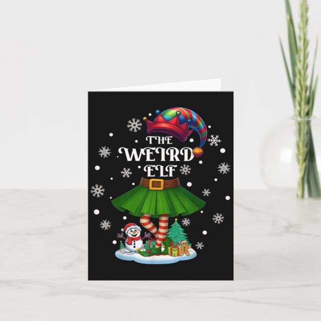 Weird Elf Squad Xmas Women Girls Mom Christmas Fam Card (Front)