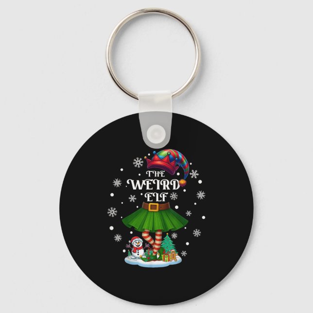 Weird Elf Squad Xmas Women Girls Mom Christmas Fam Key Ring (Front)