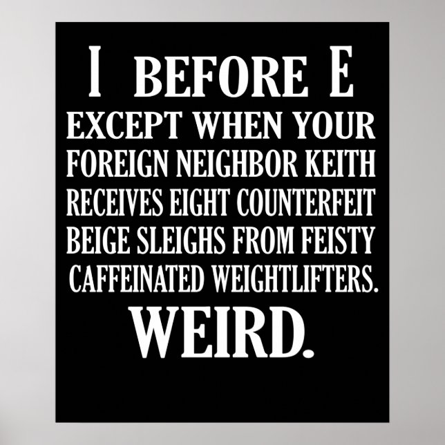 Weird English Language Teacher Grammar Teach Poster (Front)