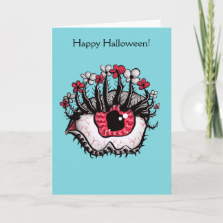 Weird Eye Melt Creepy Psycho Happy Halloween Card