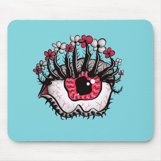 Weird Eye Melt Creepy Psycho Psychedelic Art Mouse Mat (Front)